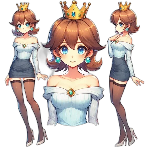 crown, dress, staff, robot transparent PNG cut-out