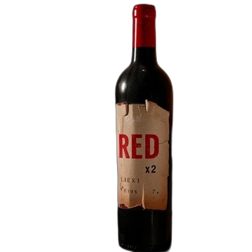 bottle, 3d render, red, wine transparent PNG cut-out