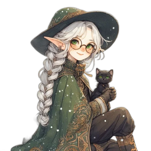 dragon, staff, hat, dress transparent PNG cut-out