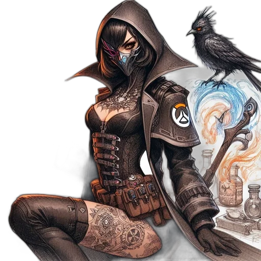 concept art, comic book art, fantasy art, cyberpunk transparent PNG cut-out