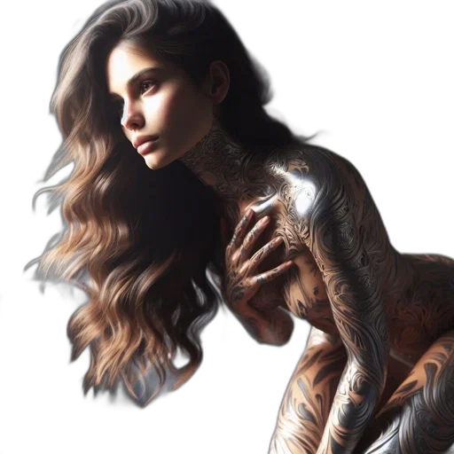 hair, dress, jewelry, photorealistic transparent PNG cut-out