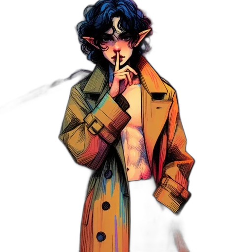 jacket, staff, concept art, watercolor transparent PNG cut-out
