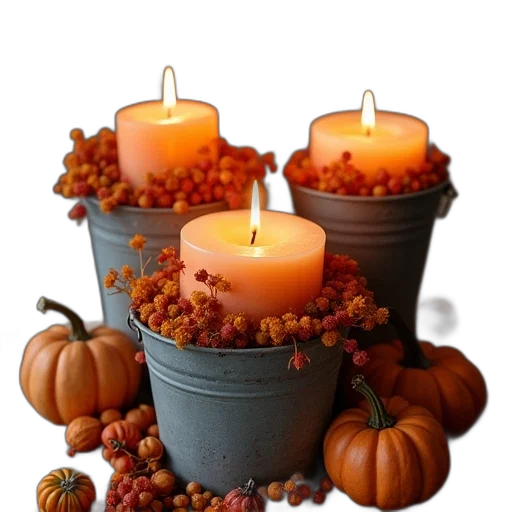 earth tones, fall, candle, decorations transparent PNG cut-out