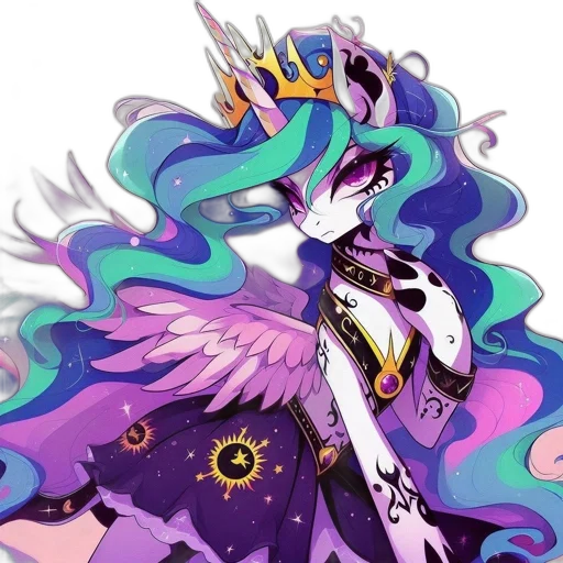 crown, dress, dragon, staff transparent PNG cut-out