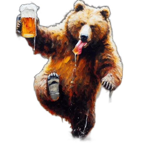 photorealistic, watercolor, anthropomorphic, bear transparent PNG cut-out