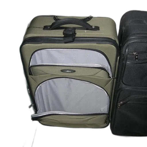 earth tones, green, suitcase, silver transparent PNG cut-out