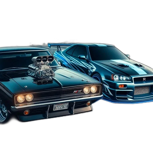 car, photorealistic, concept art, two transparent PNG cut-out