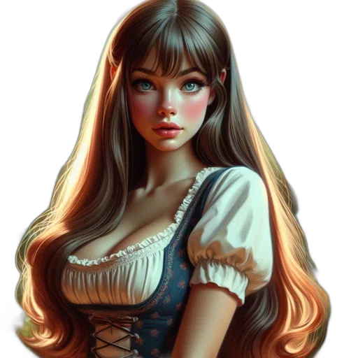 dress, hair, face, crown transparent PNG cut-out