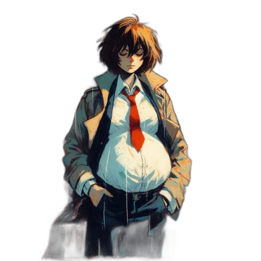 jacket, staff, face, robot transparent PNG cut-out