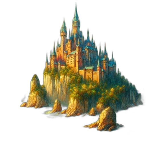 crown, building, dragon, fantasy art transparent PNG cut-out
