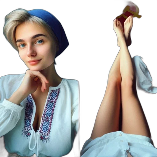 dress, hat, face, shoes transparent PNG cut-out