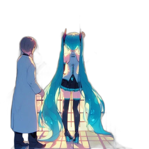 dress, staff, hair, robot transparent PNG cut-out
