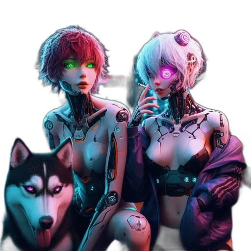 robot, jacket, cyberpunk, concept art transparent PNG cut-out