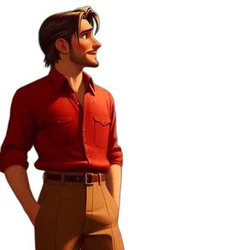 jacket, staff, concept art, 3d render transparent PNG cut-out