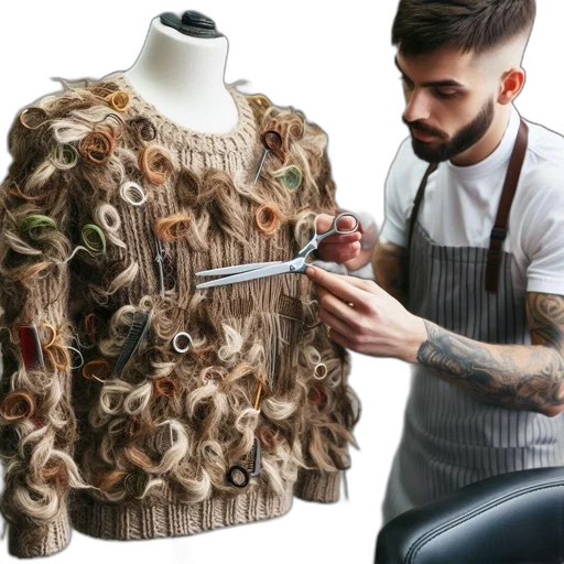jacket, hair, photorealistic, earth tones transparent PNG cut-out