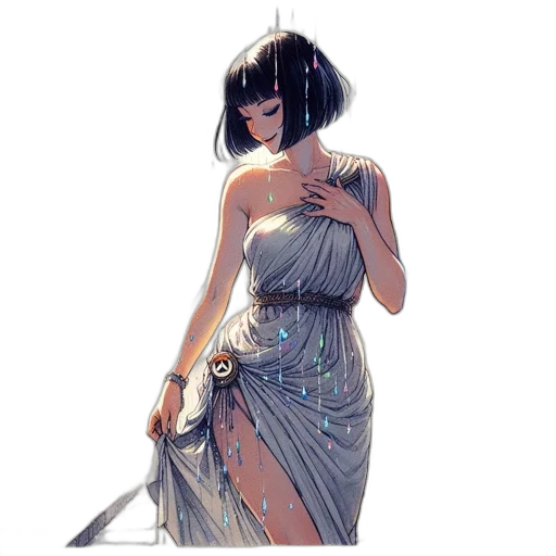 dress, sword, jewelry, staff transparent PNG cut-out