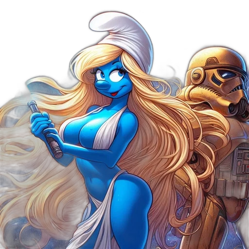 comic book art, concept art, fantasy art, blue transparent PNG cut-out