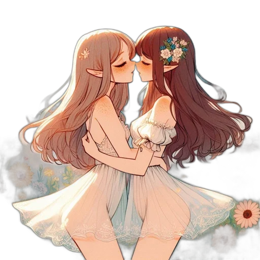 dress, flower, pixel art, anime transparent PNG cut-out