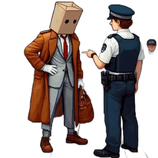 mask, jacket, staff, robot transparent PNG cut-out