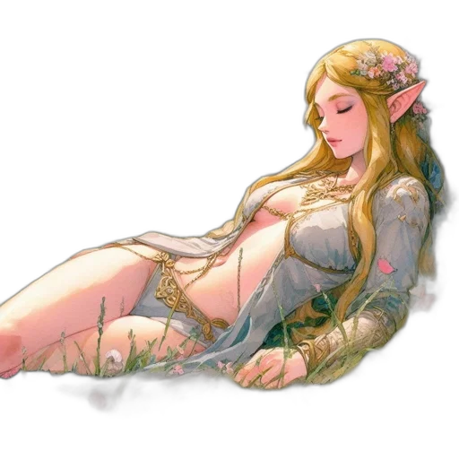 dress, crown, jewelry, fantasy art transparent PNG cut-out