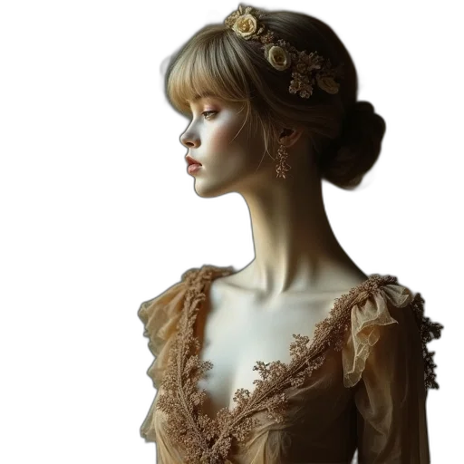 dress, crown, jewelry, photorealistic transparent PNG cut-out