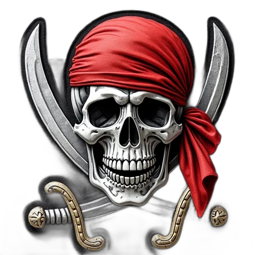 fantasy art, pirates, skull, swords transparent PNG cut-out