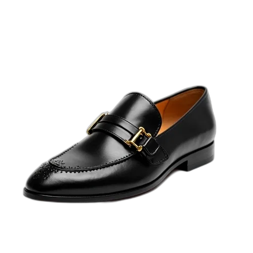 shoes, black, leather, loafer transparent PNG cut-out