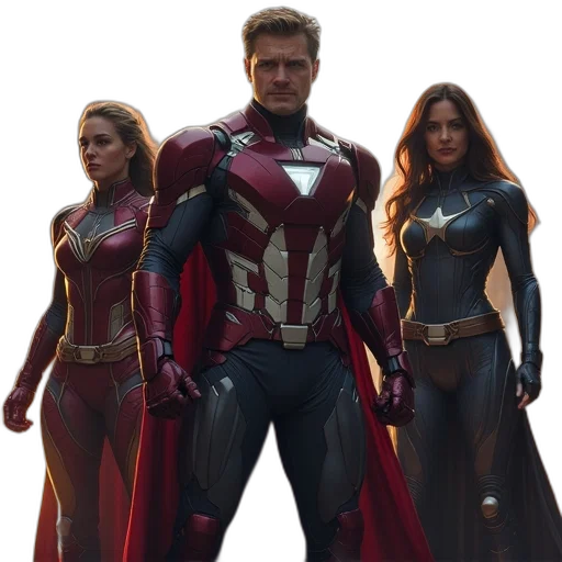 concept art, comic book art, 3d render, avengers transparent PNG cut-out