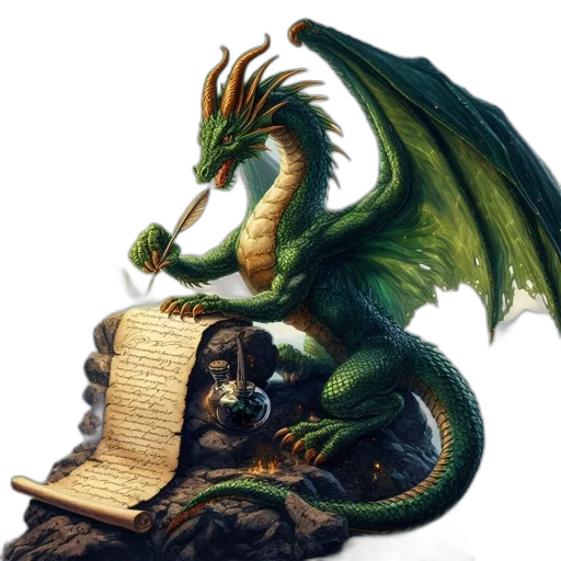 dragon, staff, creature, fantasy art transparent PNG cut-out