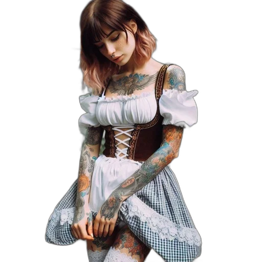 dress, robot, photorealistic, fantasy art transparent PNG cut-out