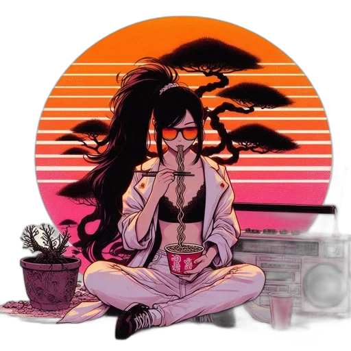 mask, vaporwave, anime, cyberpunk transparent PNG cut-out