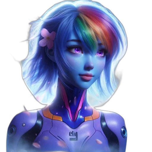 robot, face, staff, cyberpunk transparent PNG cut-out