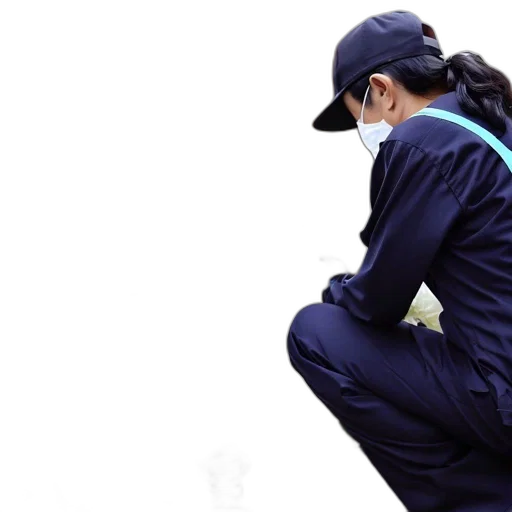 staff, jacket, blue, somber transparent PNG cut-out