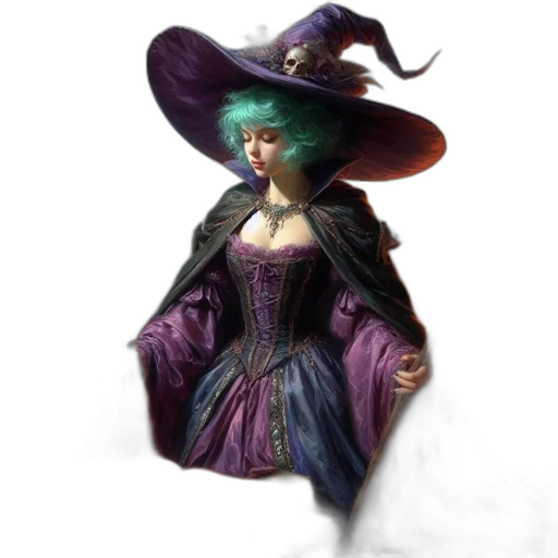 hat, dress, staff, mask transparent PNG cut-out