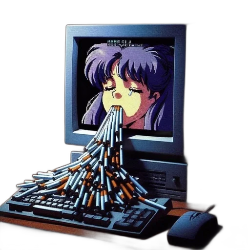 robot, weapon, vaporwave, cyberpunk transparent PNG cut-out