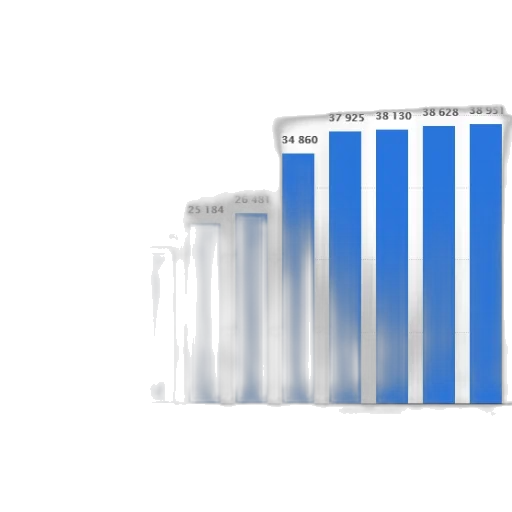 3d render, blue, bar, graph transparent PNG cut-out