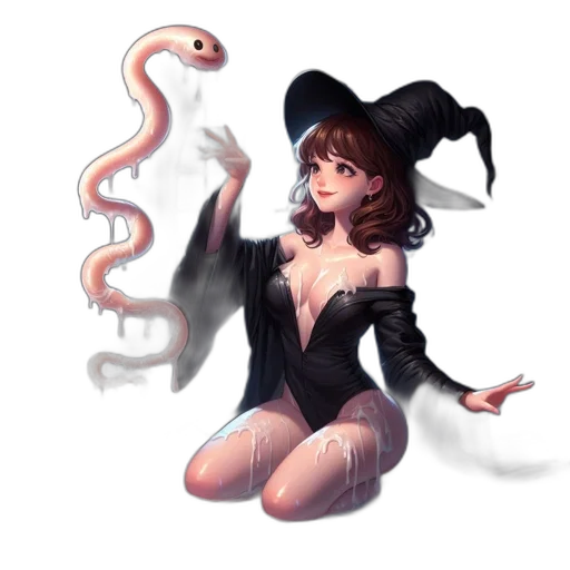 creature, dress, staff, dragon transparent PNG cut-out
