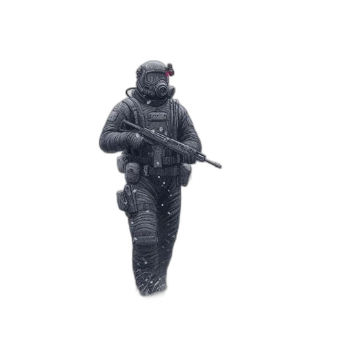 weapon, robot, staff, jacket transparent PNG cut-out