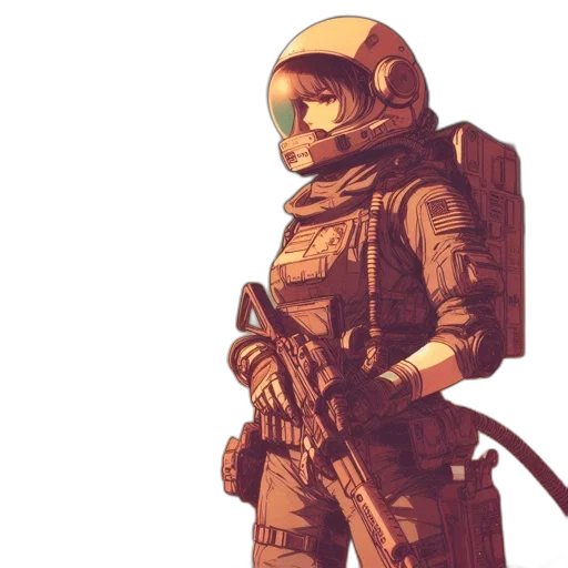 robot, weapon, jacket, concept art transparent PNG cut-out
