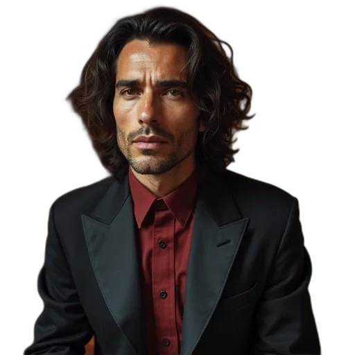 jacket, staff, face, hair transparent PNG cut-out