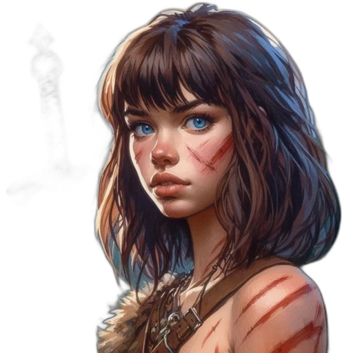 face, fantasy art, concept art, comic book art transparent PNG cut-out
