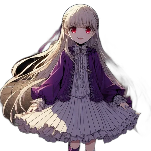 dress, staff, hair, creature transparent PNG cut-out