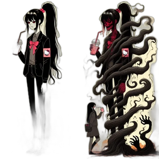 hair, staff, creature, concept art transparent PNG cut-out