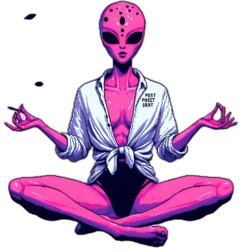 concept art, comic book art, vaporwave, cyberpunk transparent PNG cut-out