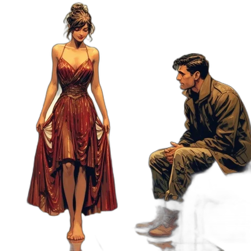 dress, shoes, concept art, comic book art transparent PNG cut-out