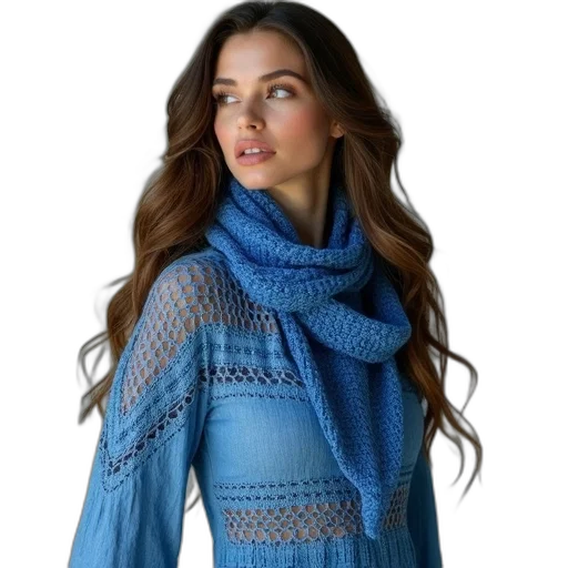 blue, woman, long, wavy transparent PNG cut-out