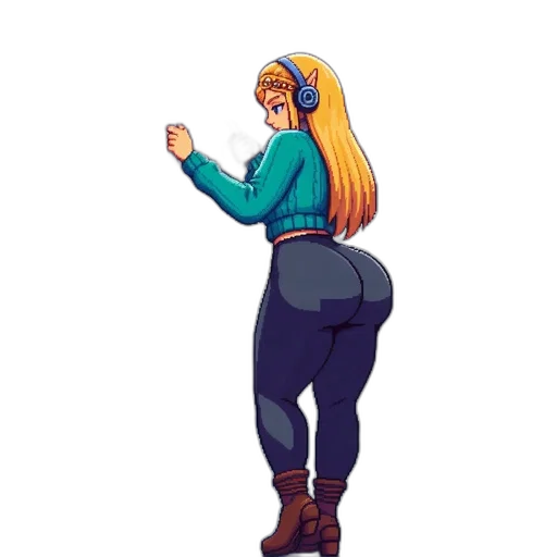 jacket, staff, pixel art, concept art transparent PNG cut-out