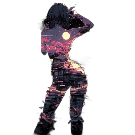 jacket, dress, vaporwave, cyberpunk transparent PNG cut-out