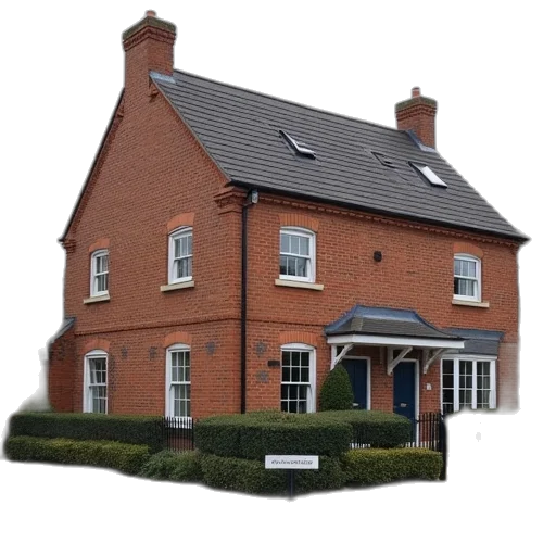 building, 3d render, photorealistic, two transparent PNG cut-out