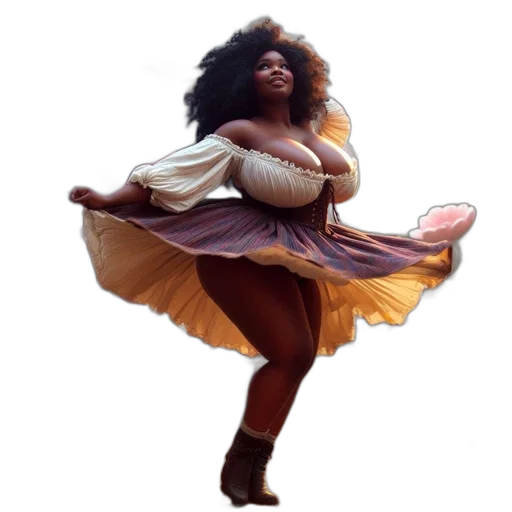 dress, concept art, fantasy art, afro-haired transparent PNG cut-out
